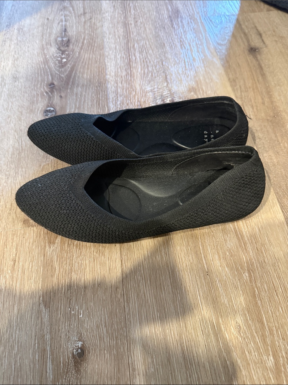 a new day Black Knit Pointed-Toe Slip-On Flats